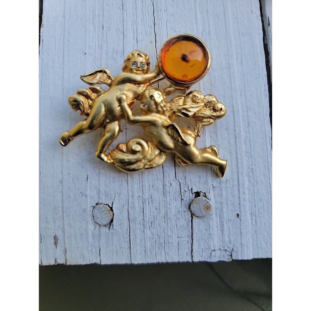 Brooch - Vintage Cherub Brooch, Signed Louis Stern 1.75 Inches